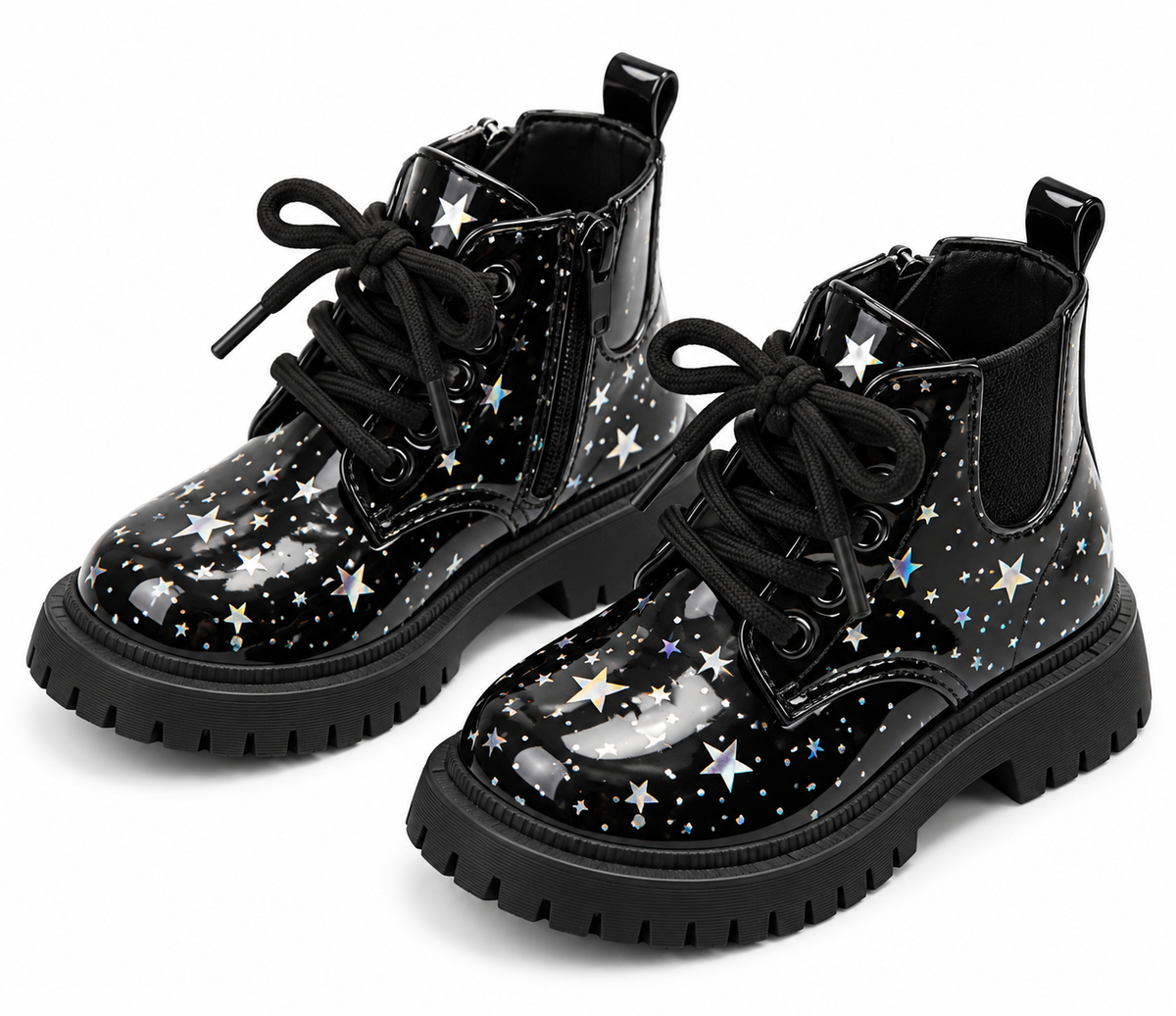 Star print ankle boots - Black