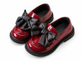 Bordeaux patent loafers with black satin bows
