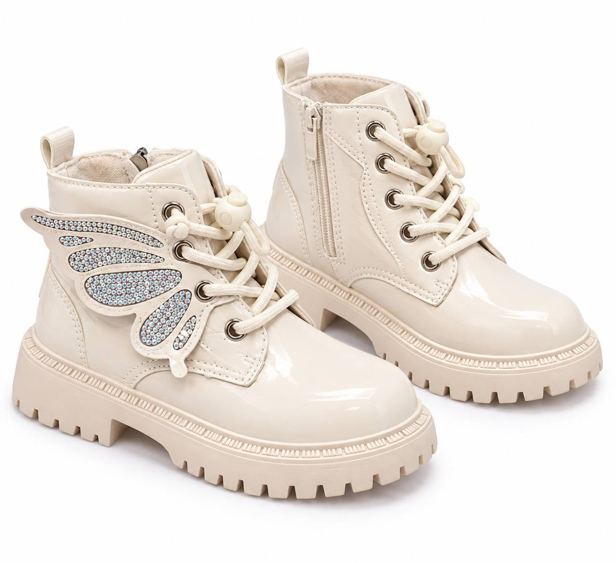 Black rhinestone butterfly boots