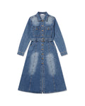 Indigo Washed Denim Dress – women's dress at Quatre Épingles, Beirut
