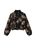Embroidered Cropped Bomber Jacket in Black – women's jacket at Quatre Épingles, Beirut