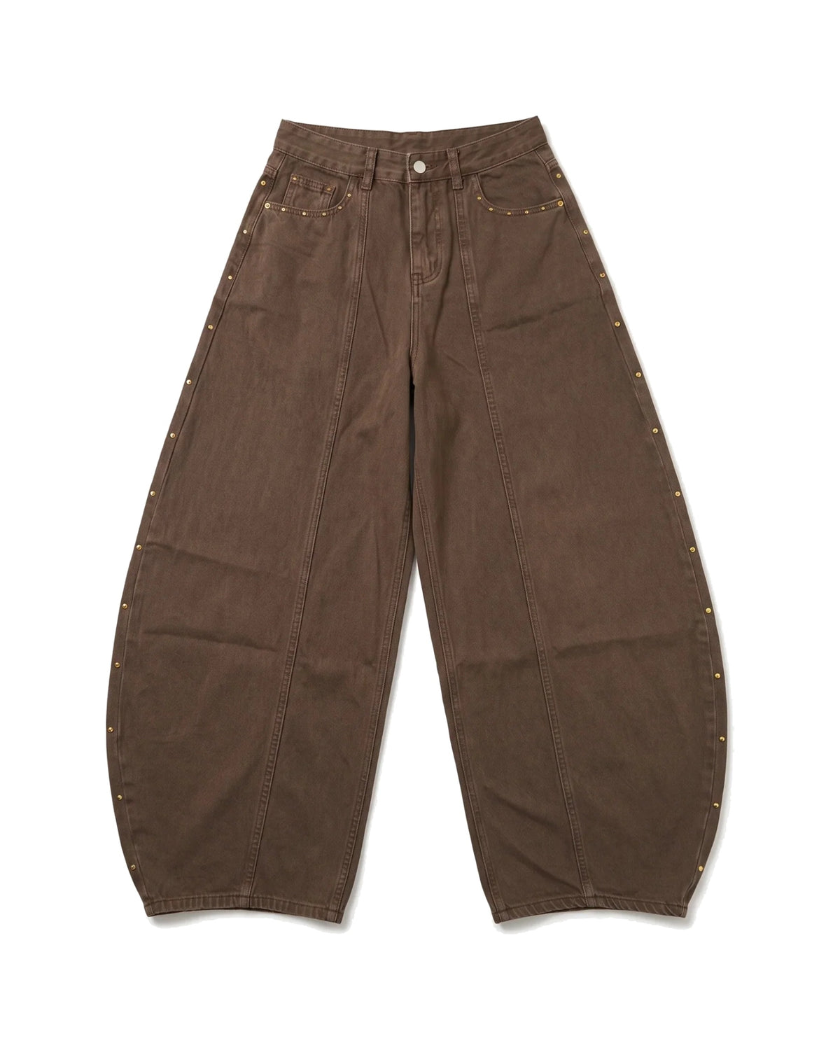 Wide Leg Barrel Jeans in Chocolate Brown – women's jeans & trousers at Quatre Épingles, Beirut