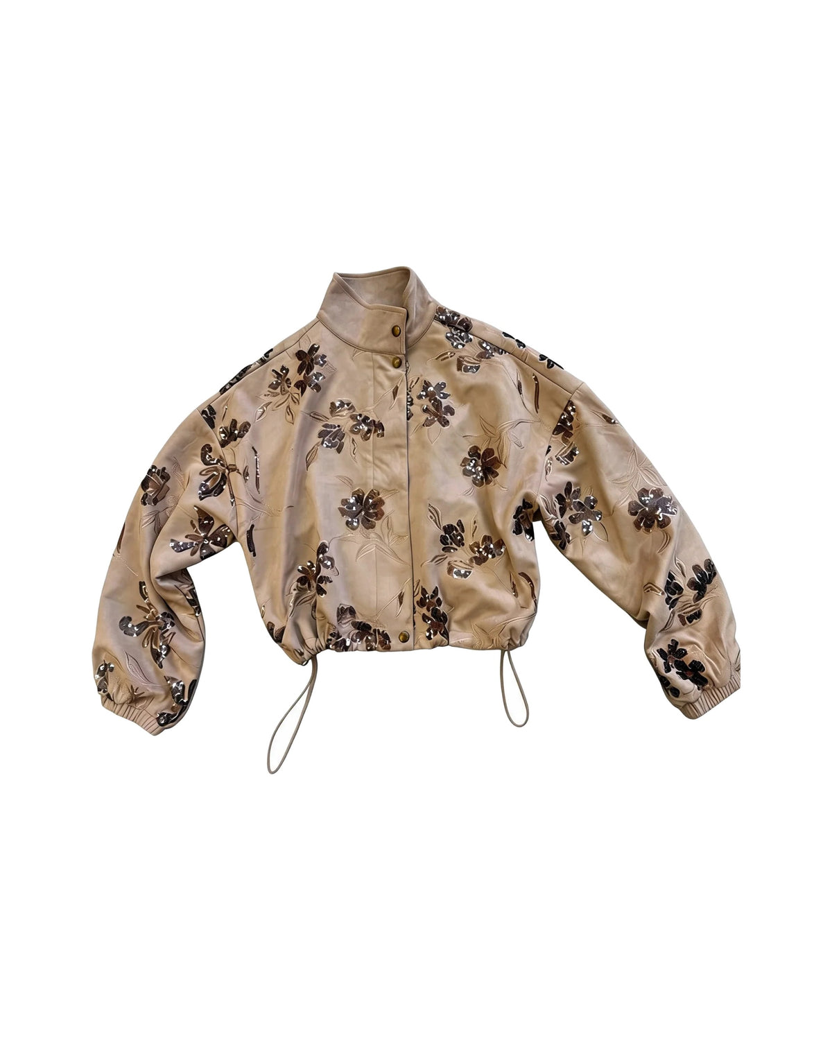 Beige floral print jacket – women's jacket at Quatre Épingles, Beirut