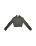 Olive Green Cropped Mock Neck Long Sleeve Top – women's top at Quatre Épingles, Beirut