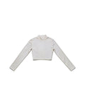 Ivory White Cropped Mock Neck Long Sleeve Top – women's top at Quatre Épingles, Beirut