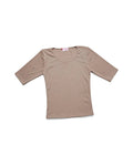 Taupe Ribbed Scoop Neck Half Sleeve Top – women's top at Quatre Épingles, Beirut