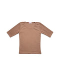 Caramel Brown Ribbed Scoop Neck Half Sleeve Top – women's top at Quatre Épingles, Beirut
