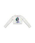 White Mermaid Graphic Cropped Long Sleeve Top – girls' top at Quatre Épingles, Beirut