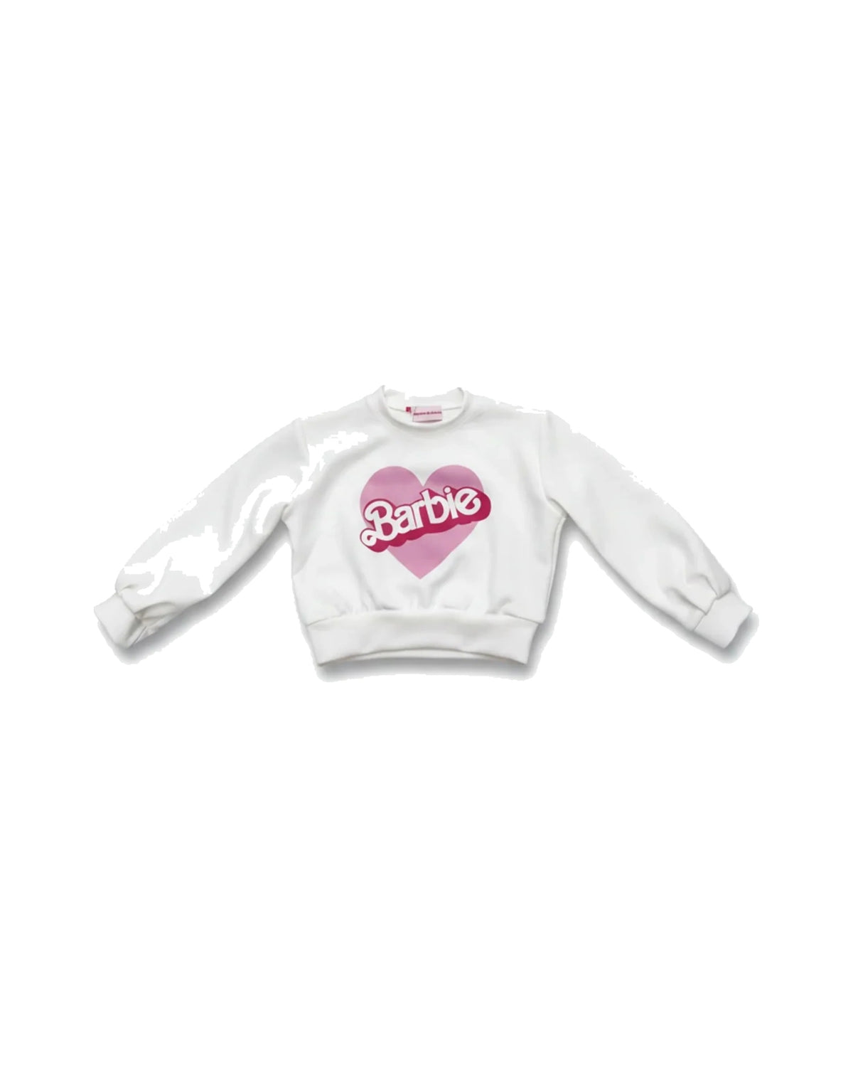 White Barbie Pink Heart Graphic Sweatshirt – girls' top at Quatre Épingles, Beirut