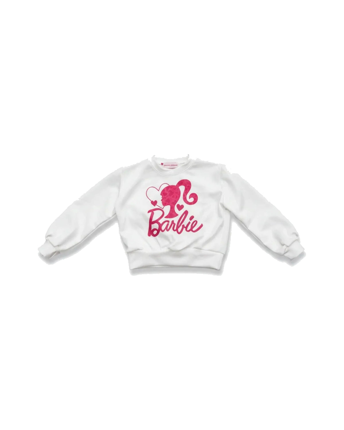 White Barbie Pink Silhouette & Hearts Graphic Sweatshirt for Girls – girls' top at Quatre Épingles, Beirut