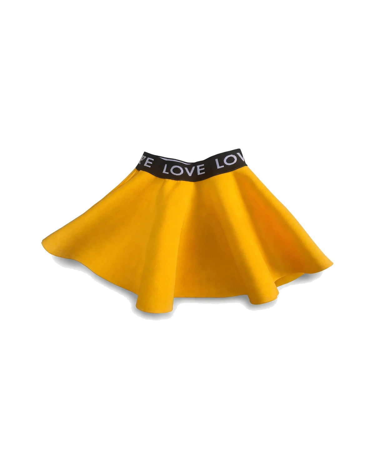 Mustard Yellow Flared Skater Skirt with LOVE Waistband – girls' skirt at Quatre Épingles, Beirut
