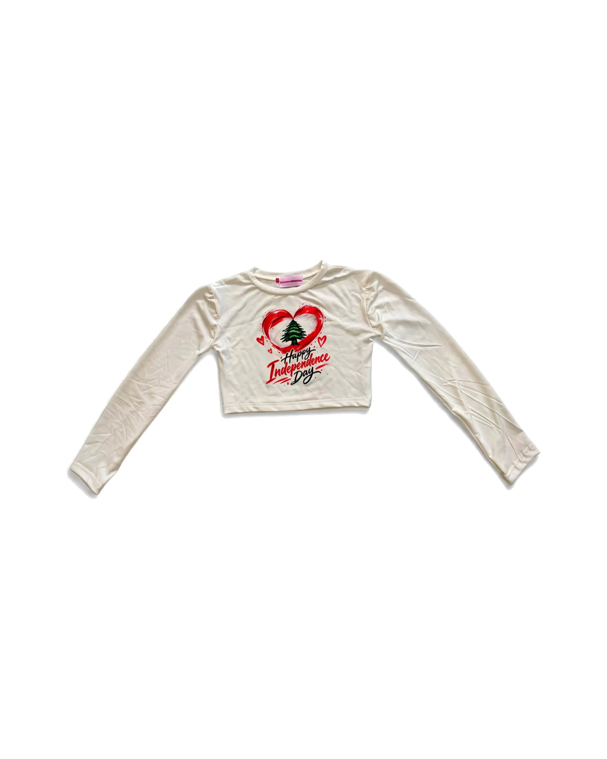 Lebanese Independence Day Long Sleeve Top – White – girls' top at Quatre Épingles, Beirut