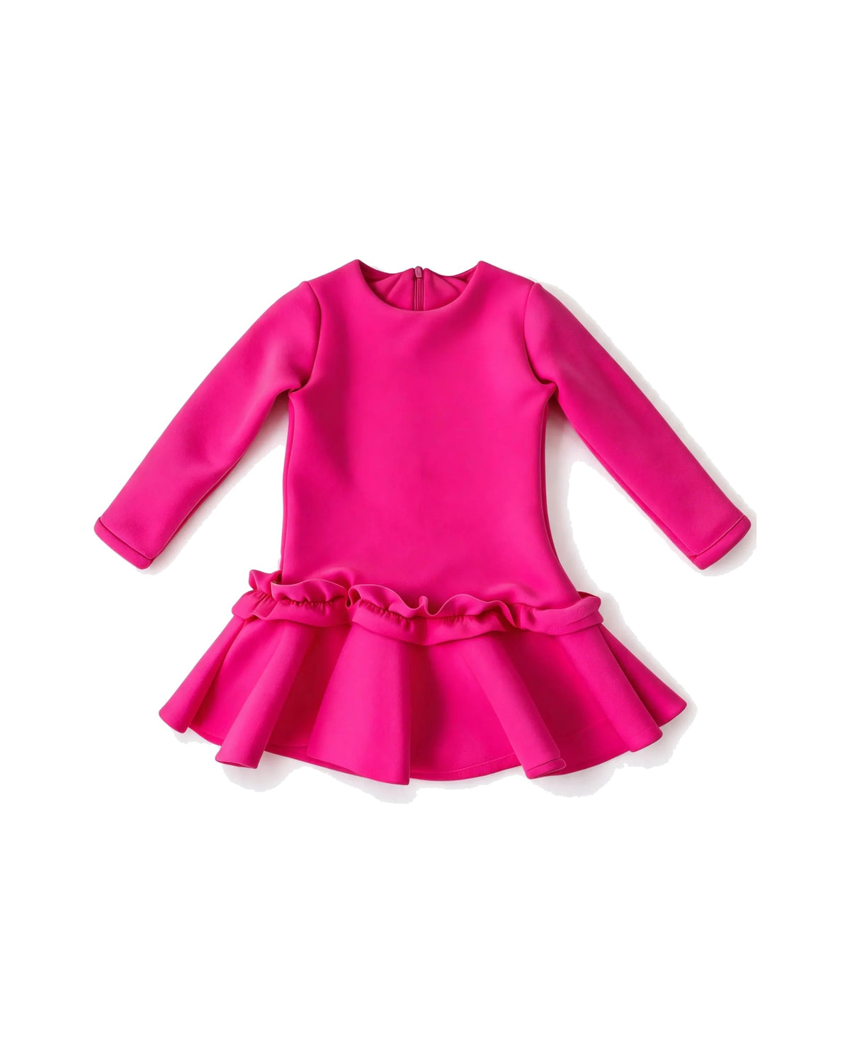 Pink Long Sleeve Ruffle Hem Dress – girls' dress at Quatre Épingles, Beirut
