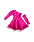 Pink One-Shoulder Ruffle Dress with Detachable Sleeve – girls' dress at Quatre Épingles, Beirut