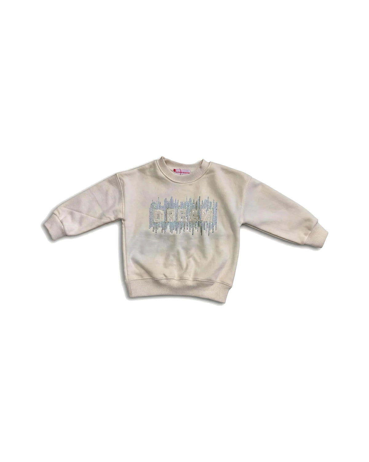 Cream Sweatshirt with Shimmering Sequin Graphic & Ribbed Details – girls' top at Quatre Épingles, Beirut