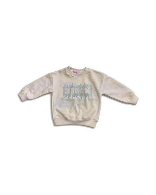 Cream Sweatshirt with Shimmering Sequin Graphic & Ribbed Details – girls' top at Quatre Épingles, Beirut