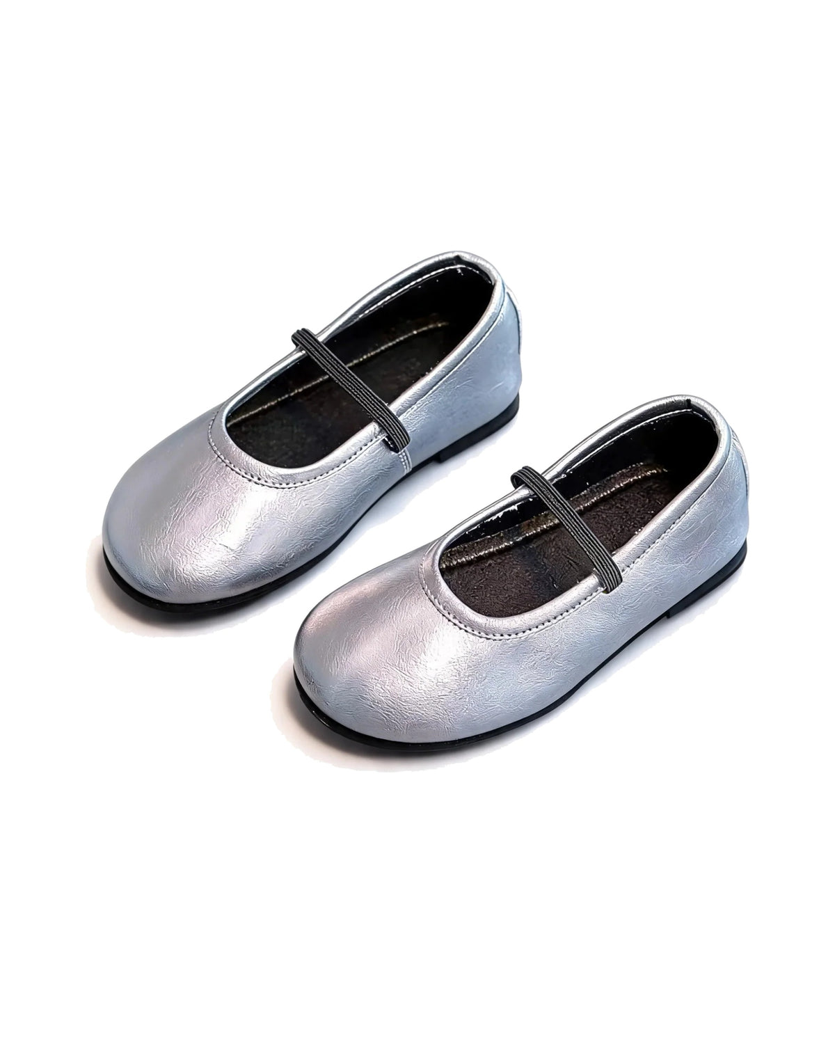 Metallic Silver Mary Jane Ballet Flats – girls' shoes at Quatre Épingles, Beirut