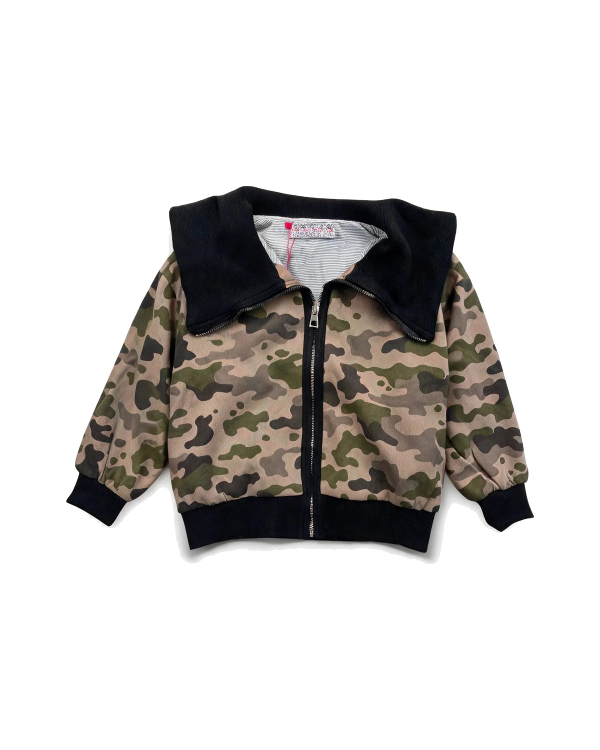 Camouflage Zip-Up Jacket with Black Collar – girls' jacket at Quatre Épingles, Beirut