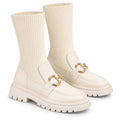 Off-white ribbed sock boots with gold horsebit detail
