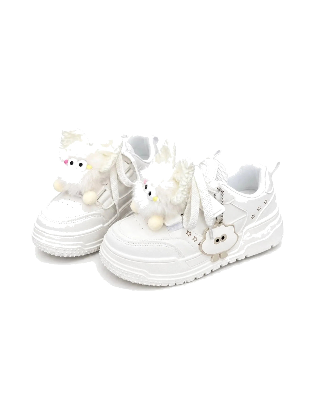 Fluffy Bunny Charm Chunky Sneakers – girls' shoes at Quatre Épingles, Beirut
