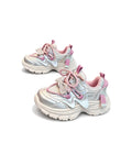 Metallic Chunky Sneakers with Bow Details – Silver Pink & Cream – girls' shoes at Quatre Épingles, Beirut