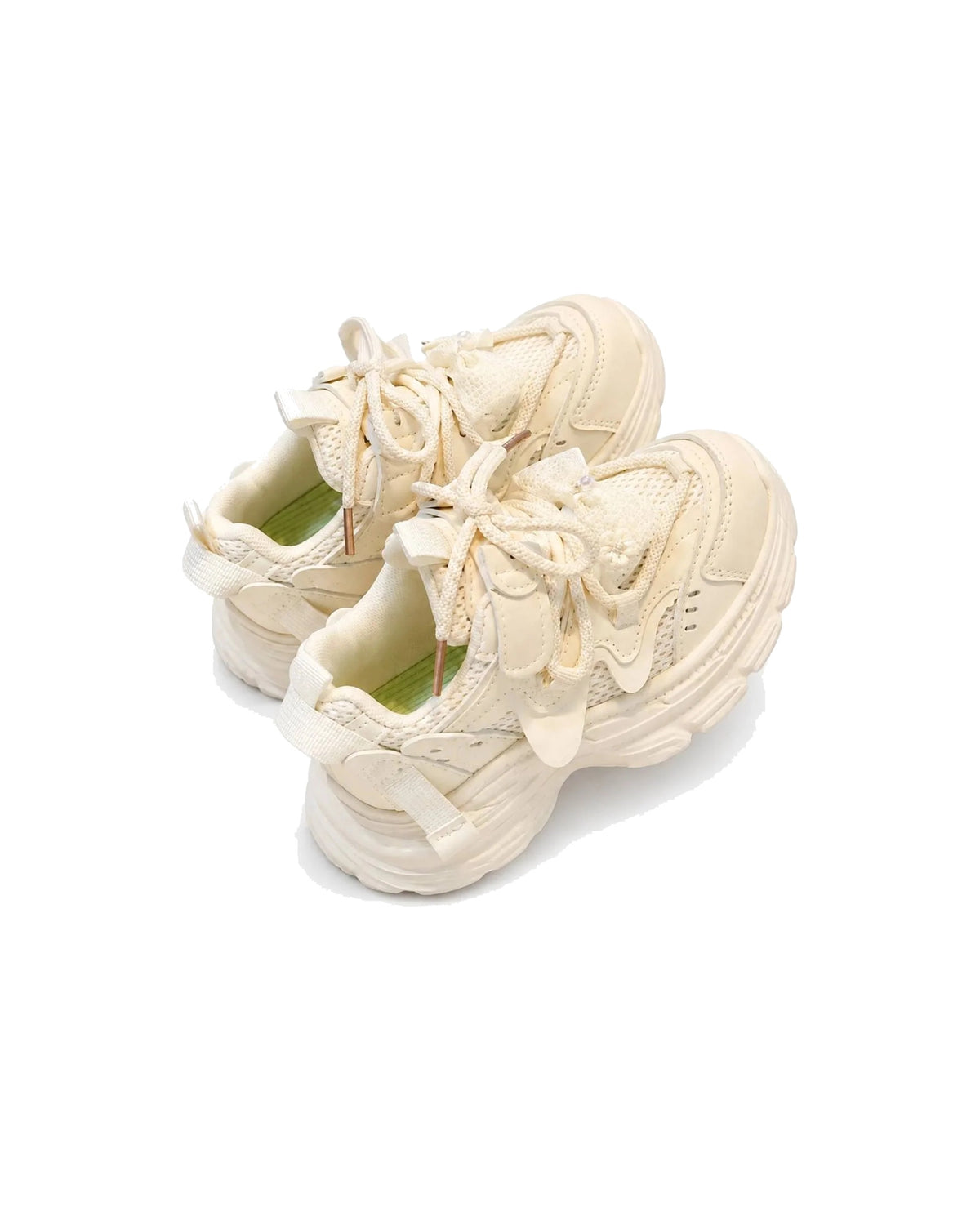 Metallic Chunky Sneakers with Bow Details – Silver Pink & Cream – girls' shoes at Quatre Épingles, Beirut (view 2)