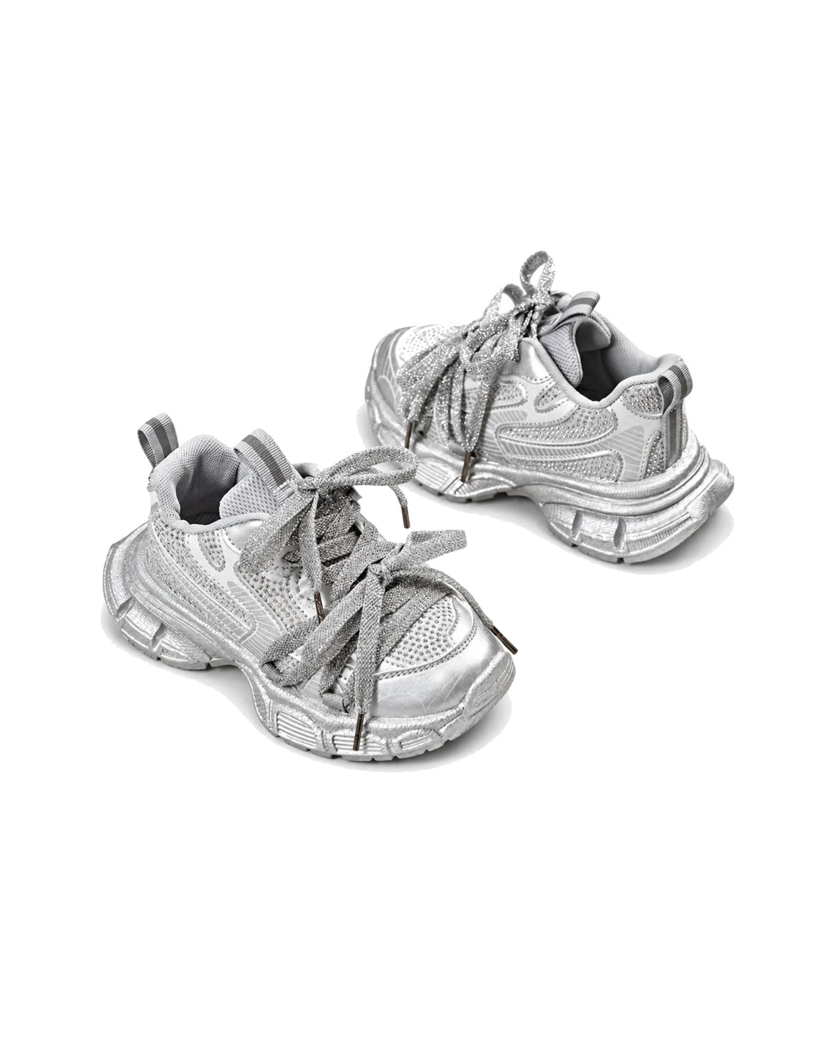 Glitter Chunky Sneakers with Statement Laces – girls' shoes at Quatre Épingles, Beirut
