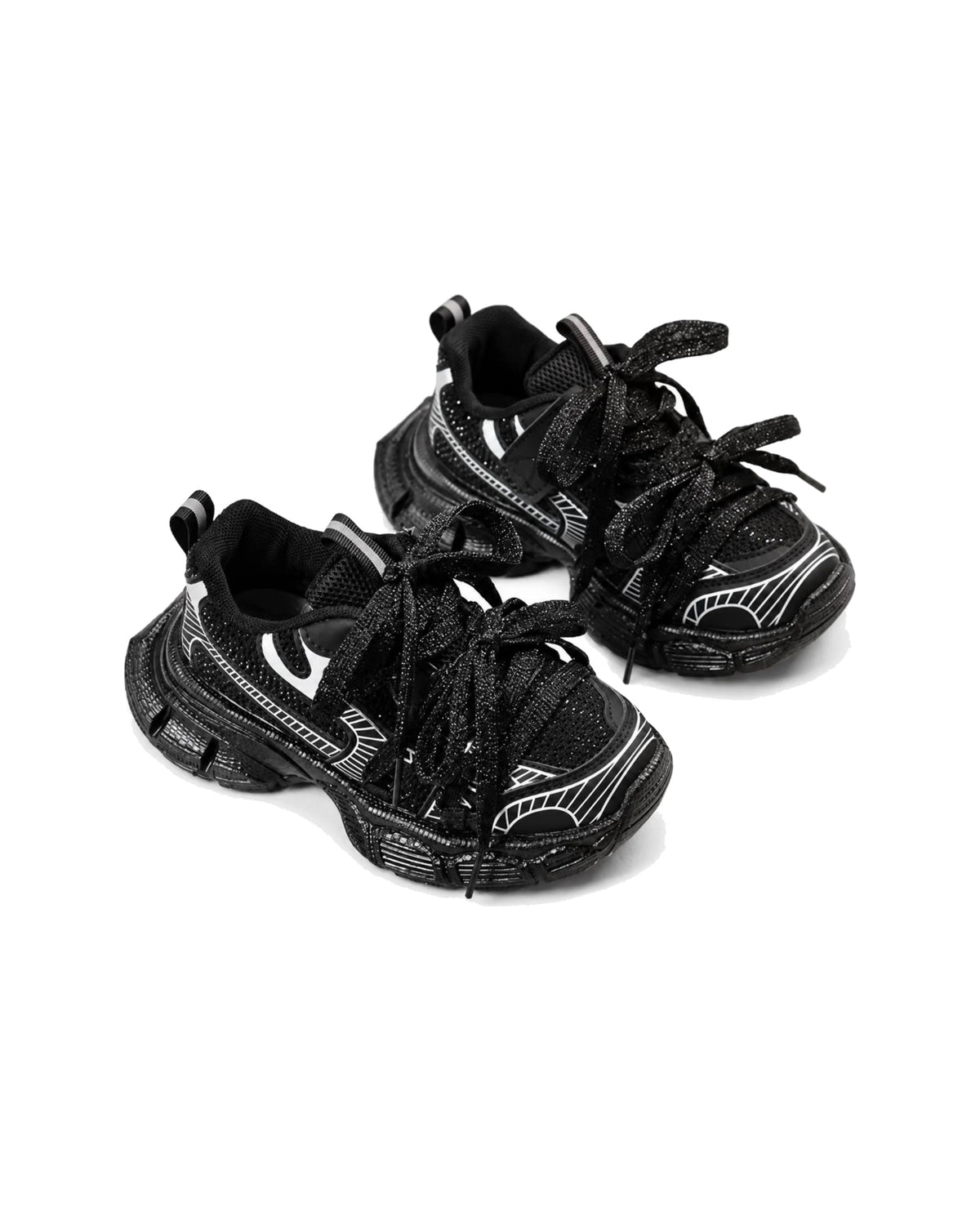 Glitter Chunky Sneakers with Statement Laces – girls' shoes at Quatre Épingles, Beirut (view 2)