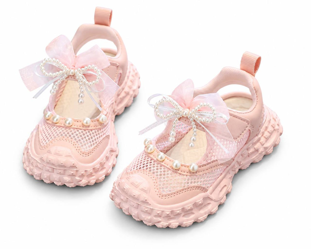 Kids pearl bow mesh sneakers - Purple