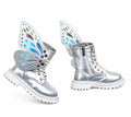 Kids rainbow glitter combat boots - Black